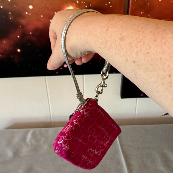 Coach Metallic Pink and Silver Wristlet - Picture 3 of 5